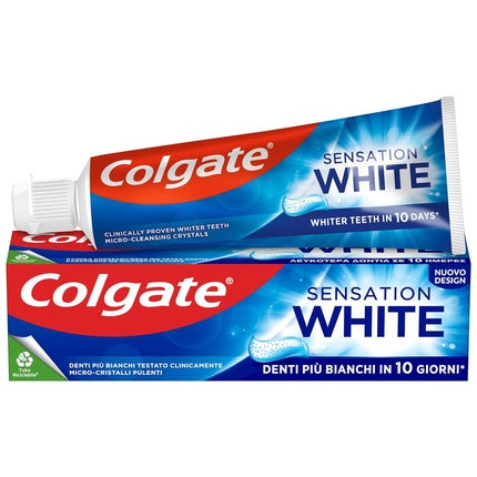 Colgate Sensation White Toothpaste 75ml - Clinically Tested Whitening Bleach - 10 Day Bleach - White Teeth with Active Microcrystals