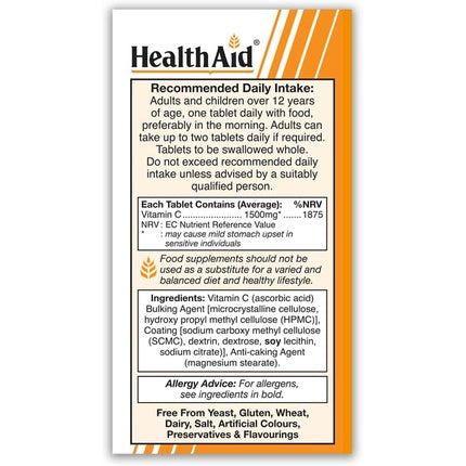 HealthAid Vitamin C 1500mg Prolong Release 100 Vegan Tablets