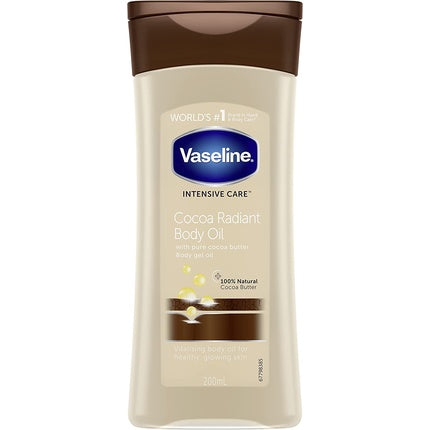 Vaseline Intensive Care Cocoa Radiant Body Oil with 100% Natural Cocoa Butter for Dry Skin 200ml