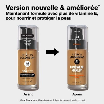 Revlon Colorstay Liquid Foundation Makeup for Combination & Oily Skin SPF15 Medium to Full Coverage 30ml Matte Finish Sand Beige