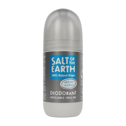 Salt Of The Earth Vetiver & Citrus Deo Rollon 75 Ml Refillable Natural Deodorant