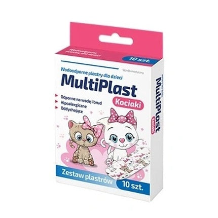 Multiplast Kittens Waterproof Plasters For Children - 10 Pieces
