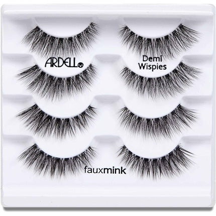 ARDELL Faux Mink Demi Wispies Synthetic False Eyelashes 4 Pack - Vegan, Flexible, and Reusable