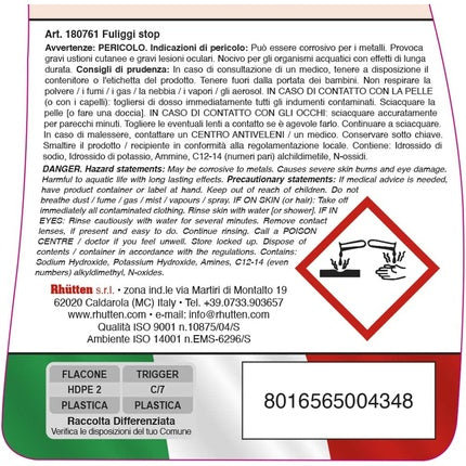 Rhutten Fuliggi Stop Anti-Soot Cleaner for Fireplaces Stoves Ovens etc.