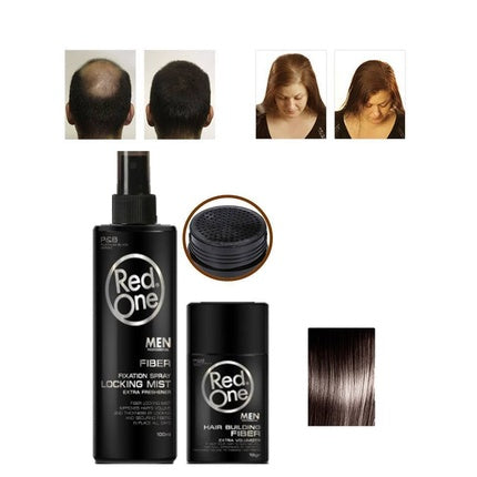 Redone Fiber Dark Brown 12g and Fixation Spray Hair Filler