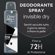 Dove Men + Care Invisible Dry Spray Advanced Care Deodorant for Men with 1/4 Moisturizing Cream Moisturizing and Stain-Repellent Formula Protection for up to 72 Hours 150ml Cedarwood