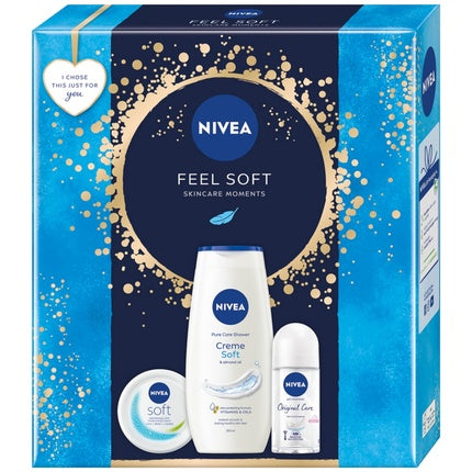 Nivea Set Feel Soft Original Care Antiperspirant Roll-On 50ml, Soft Moisturizing Cream 100ml, Creme Soft Shower Gel 250ml