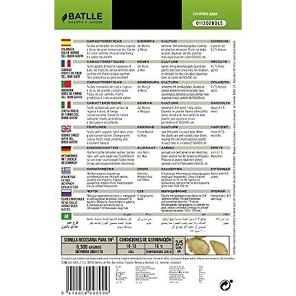 Batlle Vegetable Seeds Pumpkin Dulce de Horno Buen Gusto Tasty Sugar Pumpkin