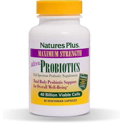 NaturesPlus Ultra Probiotics Maximum Strength Digestive Supplement 60 Vegetarian Capsules