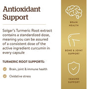Solgar Turmeric Root Extract Vegetable Capsules - Antioxidant Benefits - Vegan and Gluten Free