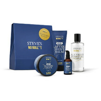 Steves No Bullt Shaving Box Blue Velvet Gift Set