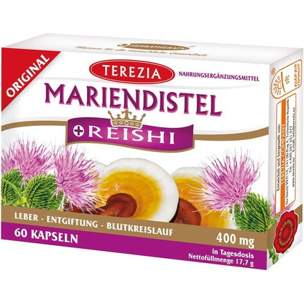 MARIENDISTEL + REISHI 400mg Effective Combination for Liver Detoxification 100% Natural Product without Additives Declared Content of SILYMARIN