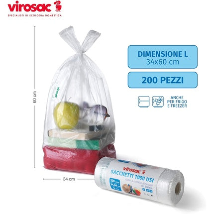 Virosac 131439 Bags Multipurpose, 22 X 12 X 12 Cm, 200 Pieces