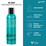 SexyHair Healthy Re-Dew Conditioning Dry Oil and Restyler 5.1 Oz - Moisture Smoothness Manageability and Shine - Tames Frizz - All Hair Types
