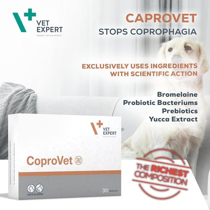 VETEXPERT CoproVet 30 Capsules for Dogs and Cats Promoting Digestive Process and Reducing Coprophagia Phenomenon
