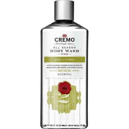 CREMO Moisturizing Body Wash for Men Revitalizing Sage & Citrus Shower Gel 473ml