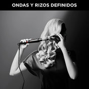 Rowenta x Karl Lagerfeld CF324L Professional Curling Iron for Curls and Waves with Keratin & Glow Coating and Temperature Control up to 200° - Cone Shape with Protective Glove - Includes Glove