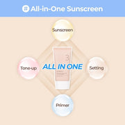 numbuzin No. 3 Porcelain Base-Skip Tone Up Beige 1.69 fl oz / 50 ml 3-in-1 Tinted Moisturizer Sun Protection Powder Balances Skin Tone Firming Cream Natural