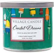 Village Candle Coastal Dreams Luminary 3-Wick Glass Bowl Scented Candle 14 oz.