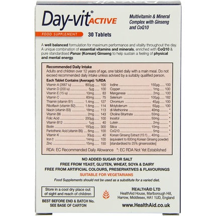 HealthAid Day-vit ACTIVE Vegetarian Tablets 30