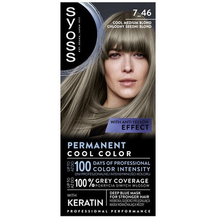 Syoss Permanent Cool Color Hair Dye 7-46 Cool Medium Blonde