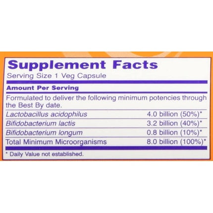 Now Foods 8 Billion Acidophilus & Bifidus Vegetarian Capsules 120 Count