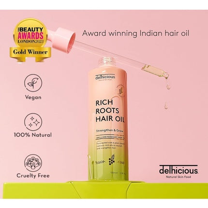 Delhicious Rich Roots Amla & Rosemary Hair Oil Strengthen & Grow 100% Natural Award-winning
