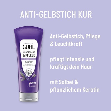 Guhl Silver Shine & Care Treatment 200ml - Grey, Blonde Hair - Anti-Yellow Tint