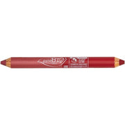 PuroBio Duo-Day and Night Lip Pencil Lipstick Coral Pink and Cherry Red