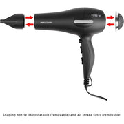 Profi-Care PC-HT 3017 Electric Hair Dryer with Soft-Touch Casing and Heat Protection 2200W Black