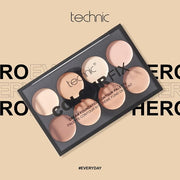 Technic Colour Fix Cream Foundation Contour Makeup Palette with 8 Shades - Conceal, Shape, and Define