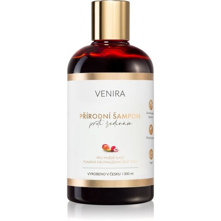 Venira Natural Anti-Grey Shampoo for Brown Hair - Mango and Lychee Scent, 300 ml