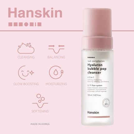 Hanskin Real Complexion Hyaluron Bubble Pop Cleanser Hydrating Foaming Daily