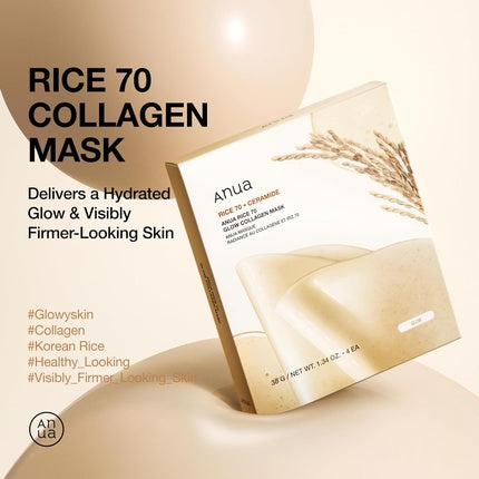 Anua Rice 70 Glow Collagen Mask Overnight Face Mask for Glass Skin with Ceramide