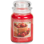 Village Candle Fresh Strawberries Large Scented Candle in Glass 737g Red 10.3 x 10.1 x 15.4 cm