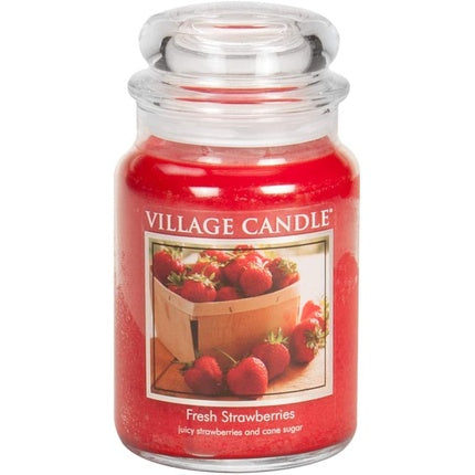 Village Candle Fresh Strawberries Large Scented Candle in Glass 737g Red 10.3 x 10.1 x 15.4 cm