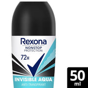 Rexona Nonstop Protection Deo Roll-On Invisible Aqua Anti Perspirant 50ml