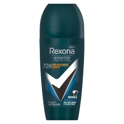 Rexona Men Nonstop Protection Deo Roll-On Invisible Ice Fresh Antiperspirant with 72 Hours Sweat and Body Odor Protection 50ml Invisible Ice Fresh