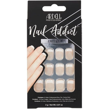 ARDELL Nail Addict Classic French Press On Nails with Glue and File - 24 Artificial Nails