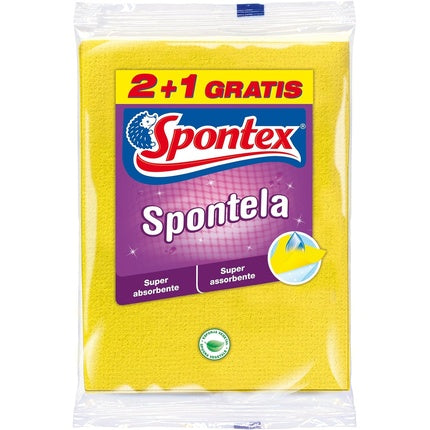 Spontex 4310005 Absorbent Fine with Reinforced Mesh Cellulose Cloths 3 Units Multicoloured