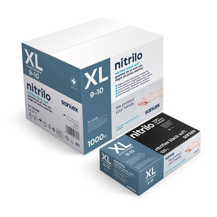 SANTEX Black Nitrile Gloves XL