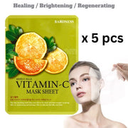 5 Pcs Vitamin C Korean Face Mask Sheet - Healing, Brightening, Regenerating