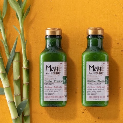 Maui Moisture Thicken & Restore + Bamboo Fibers Strengthening Shampoo and Conditioner Set for Softening Transitioning Hair