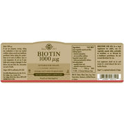 Solgar Biotin 1000mcg Vegetable Capsules 50 Count
