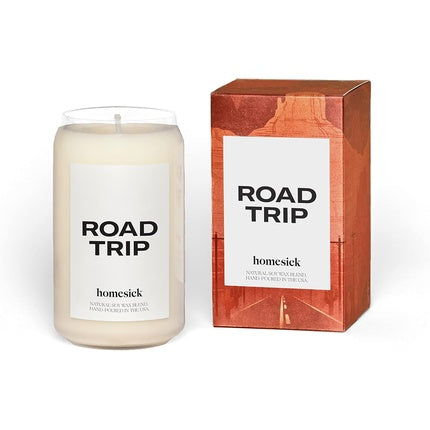 Homesick Premium Scented Candle Road Trip - Scents of Lime, Leather, Marine 390g, 60-80 Hours Burn Time, Natural Soy Blend, Home Decor, Relaxing Aromatherapy Candle