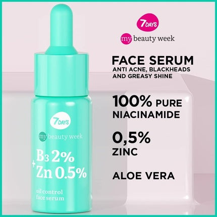7Days Salicylic Acid Serum Anti Acne Face Serum with Glycolic Acid Korean Skincare AHA BHA Peeling Serum for Acne Treatment Blackhead Remover and Deep Cleansing B3+ZN
