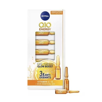 Nivea Face Ampoules Q10 Energy Glow Boost Vitamin E C Anti-Wrinkle Antioxidants